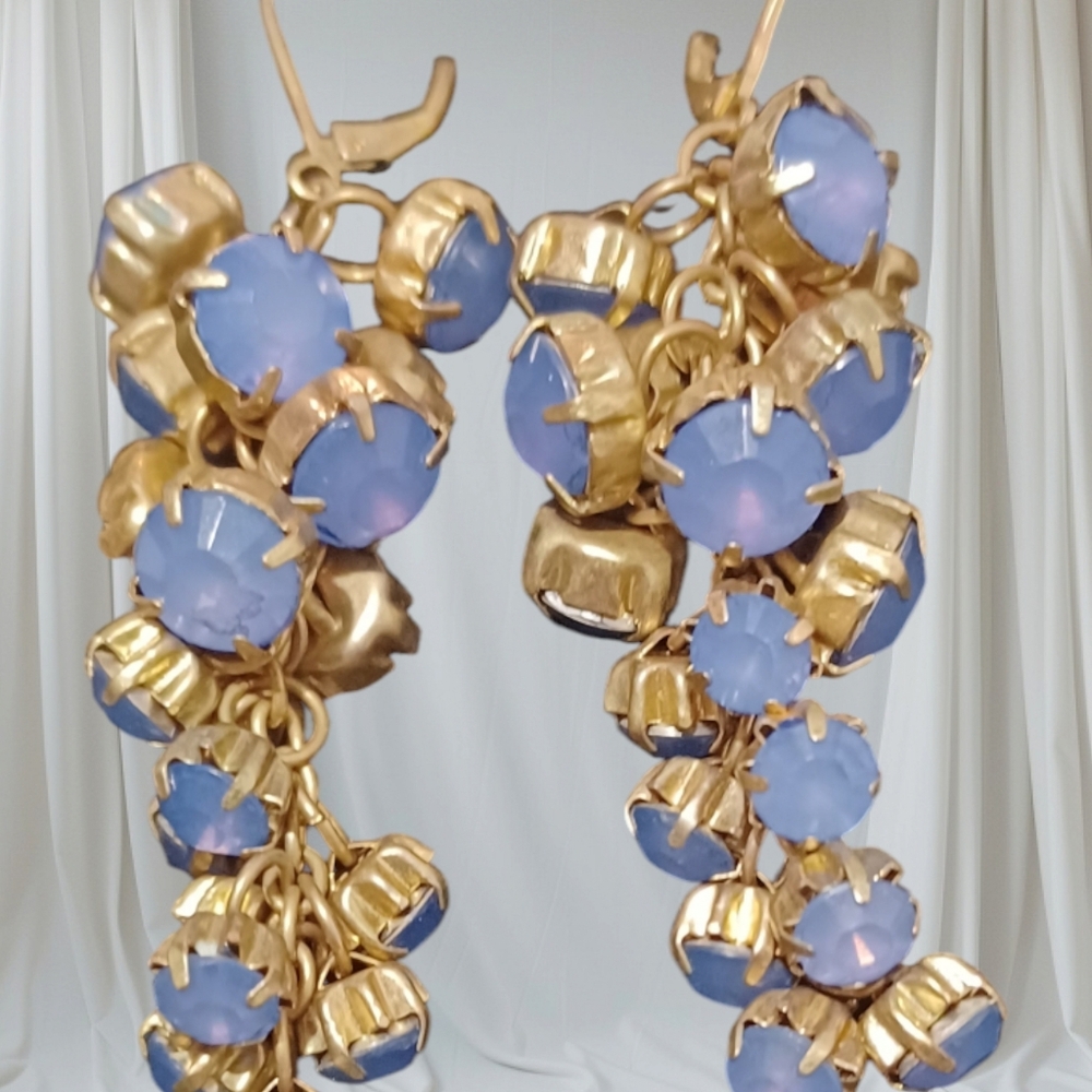 Miriam Haskell Silver Bluebell Floral Collectors Vintage Earrings